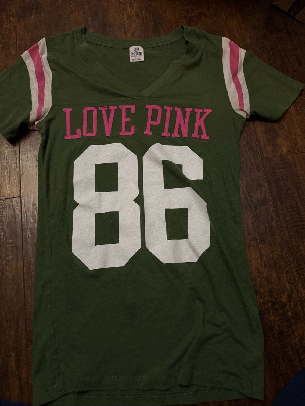 Y2K PINK Victoria's Secret Olive Green 'Love Pink 86' Jersey